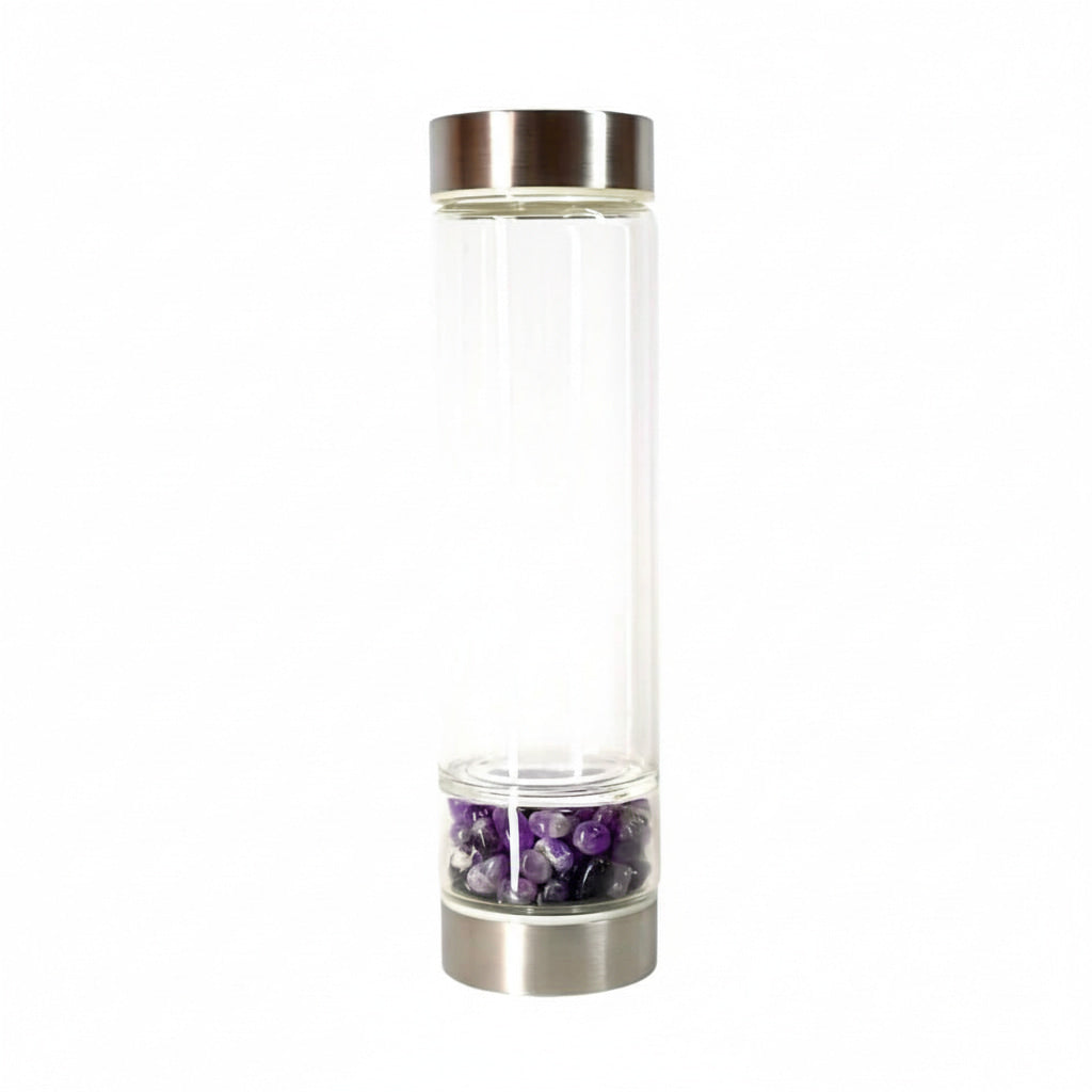 Amethyst Trinkflasche Silber – Dein stilvoller Kristallbegleiter CrystalScents