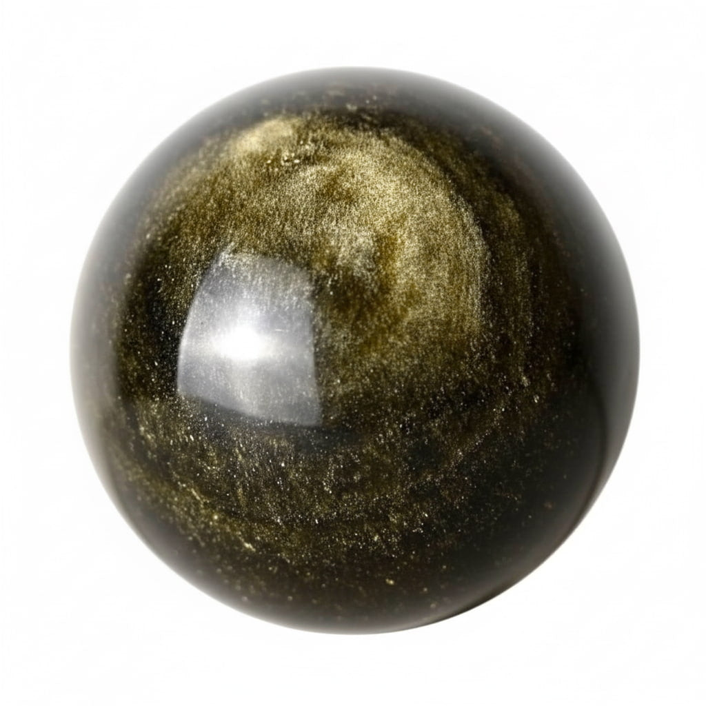 Gold Obsidian Kugel - Ein goldener Sternenhimmel in deiner Hand