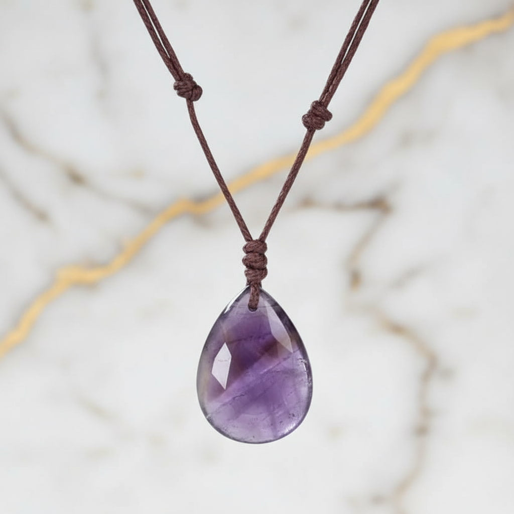 Amethyst Halskette – Tropfenanhänger für Balance CrystalScents