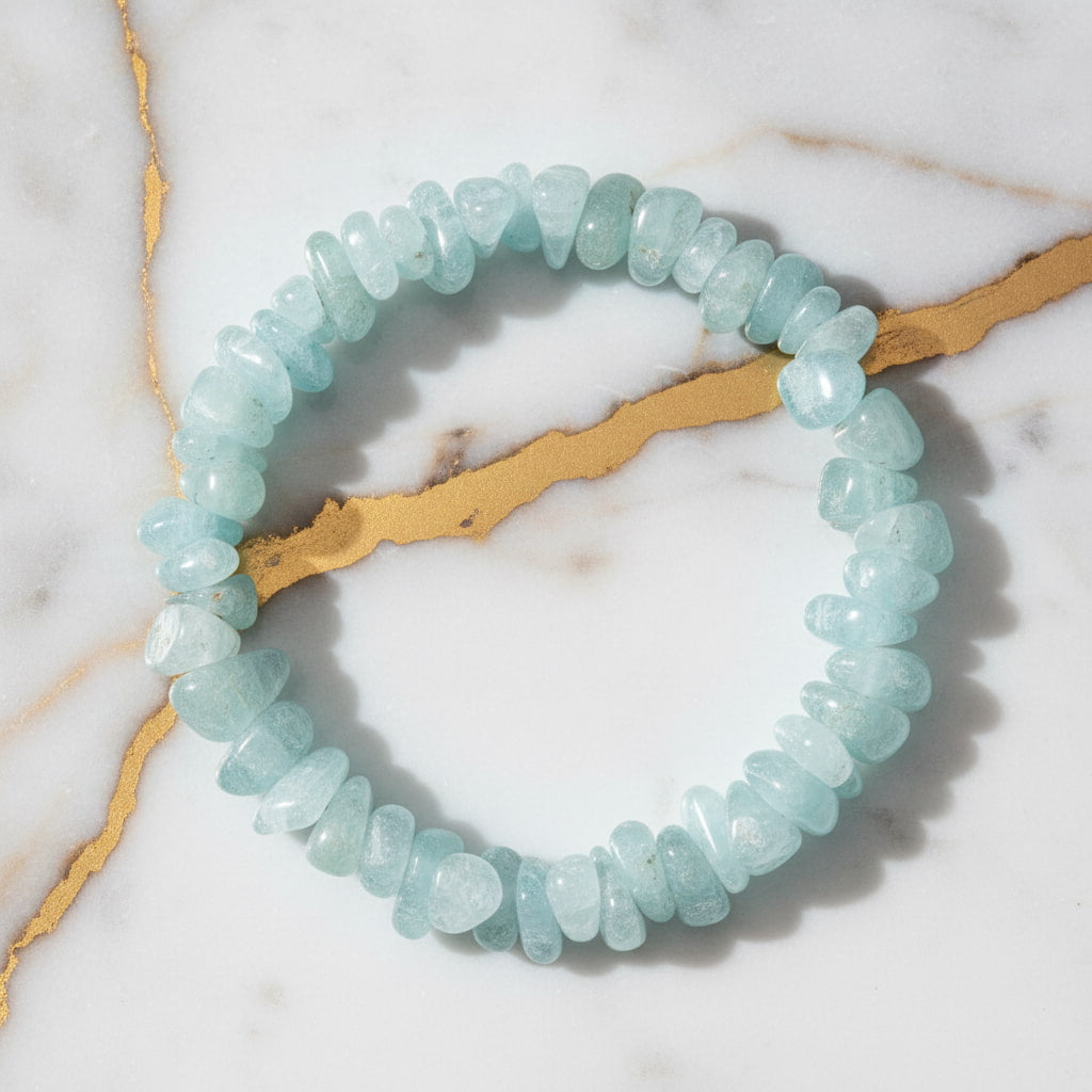 Aquamarin Splitterarmband – Klarheit & Stärke