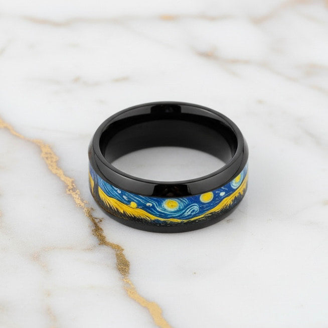 Ring Schwarz – Mit Sternenhimmel CrystalScents