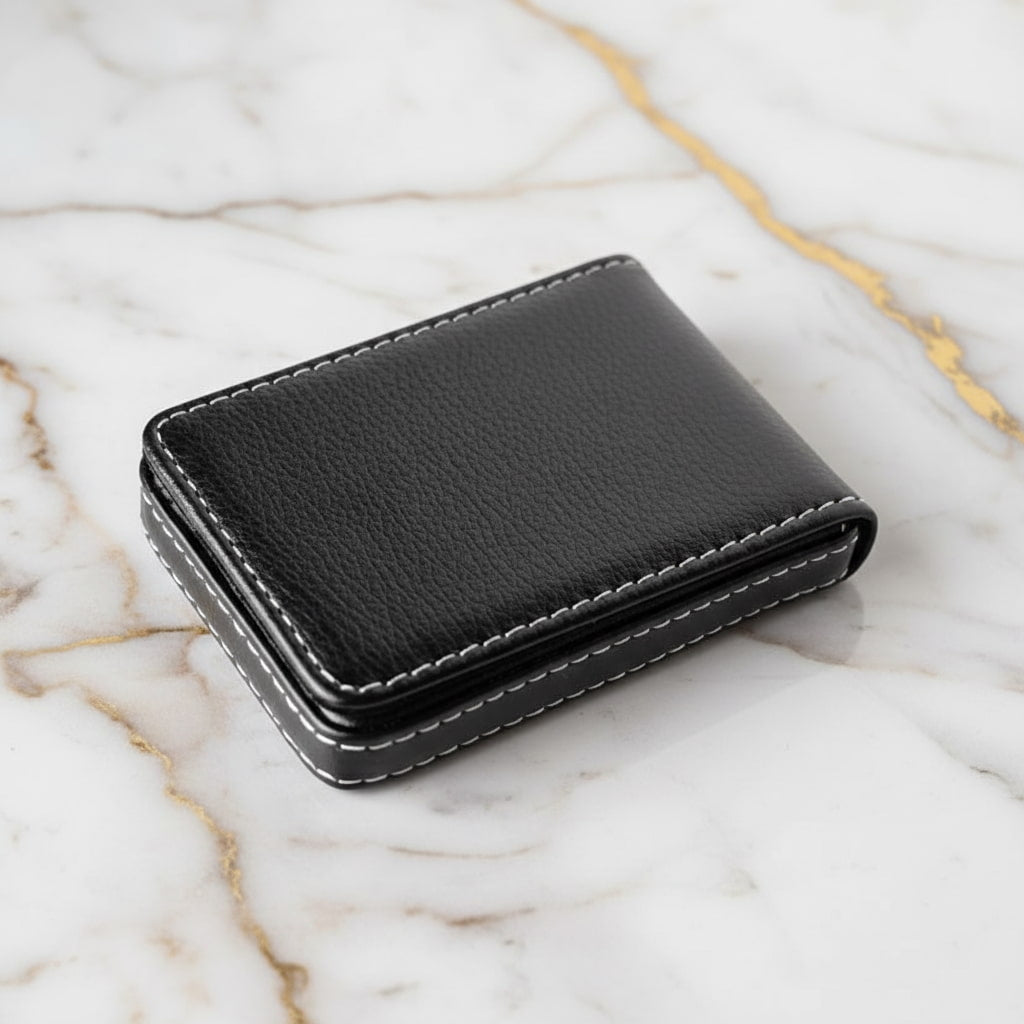 Visitenkartenetui Kunstleder Schwarz – Elegantes Etui für Business CrystalScents