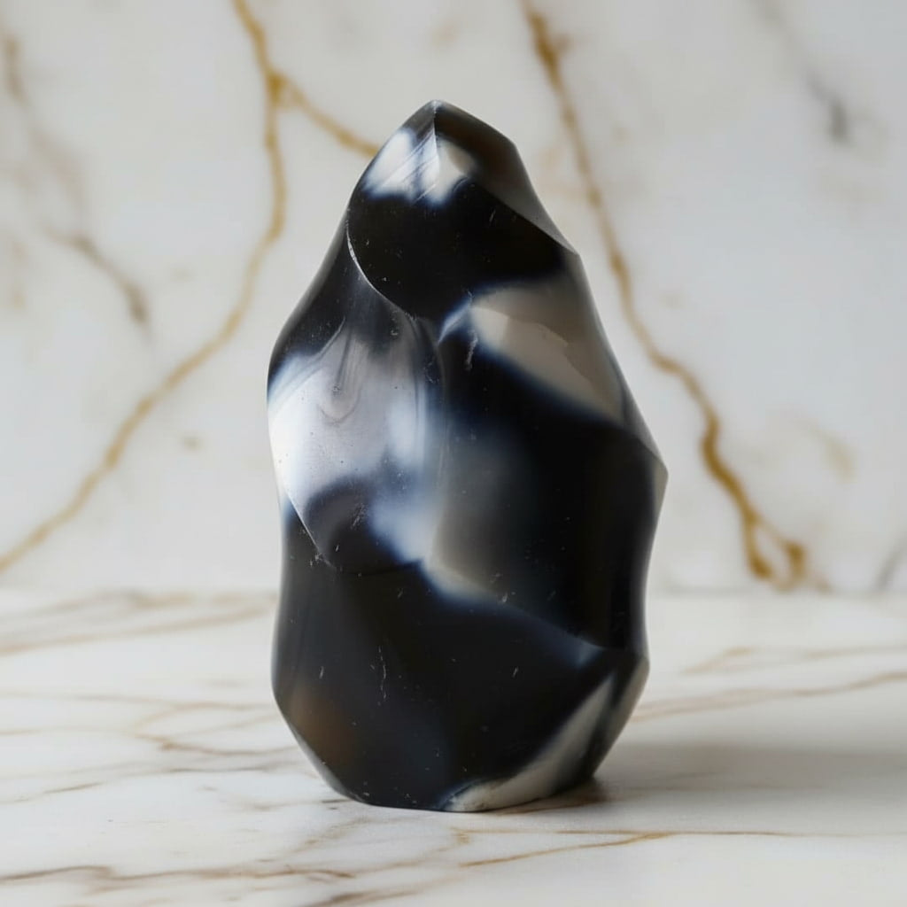 Achat Flamme – in Schwarz-Weiß