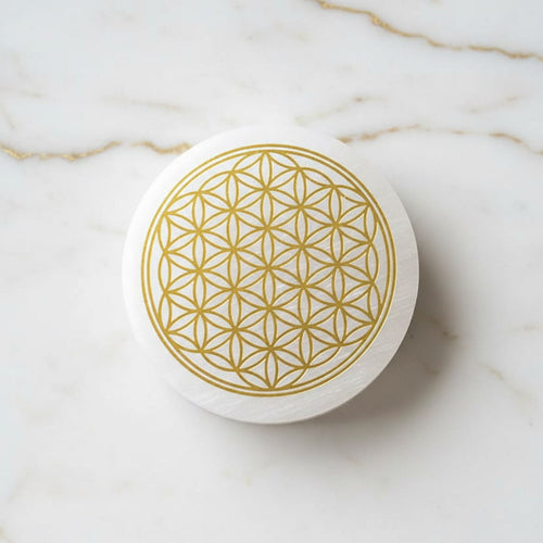 Selenit Scheibe - Goldene Lebensblume CrystalScents