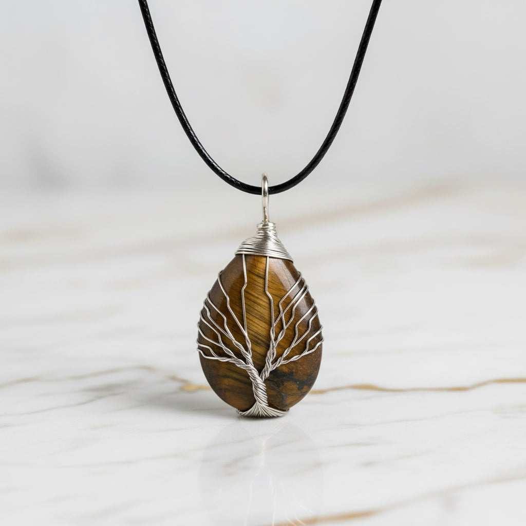 Tigerauge Halskette - Silbern verziert JETZT sichern CrystalScents