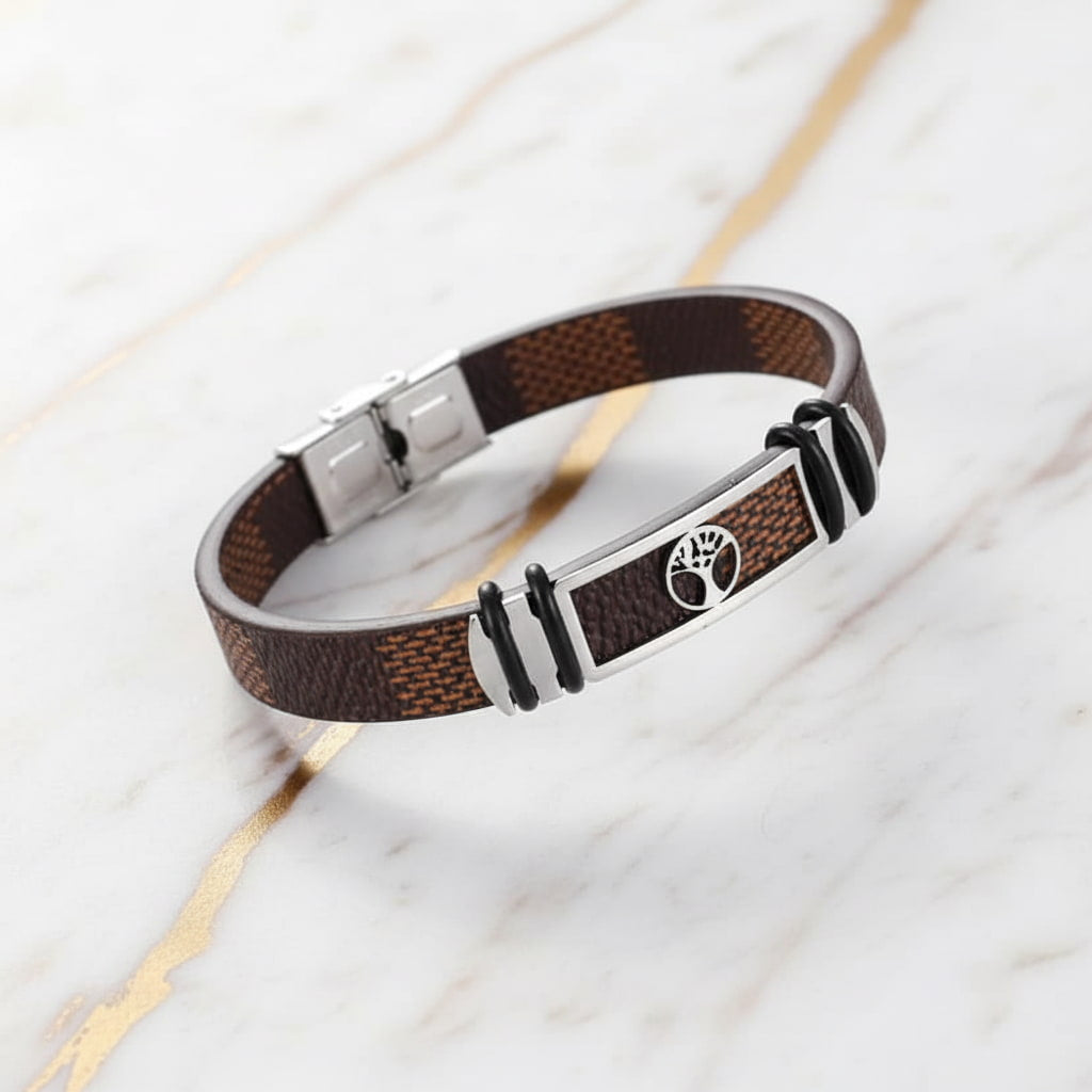 Lederarmband mit Magnet-Verschluss und Baum des Lebens CrystalScents
