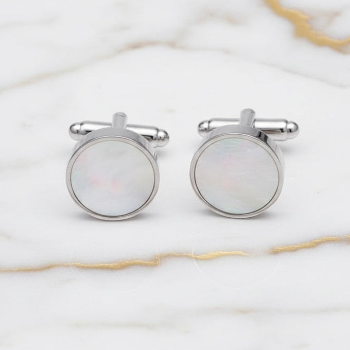 Manschettenknöpfe mit Perlmutt in Silber CrystalScents