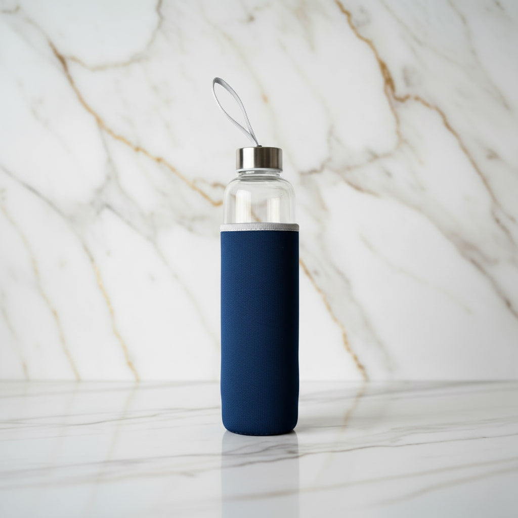 Amethyst Trinkflasche Silber – Kristallenergie für unterwegs CrystalScents
