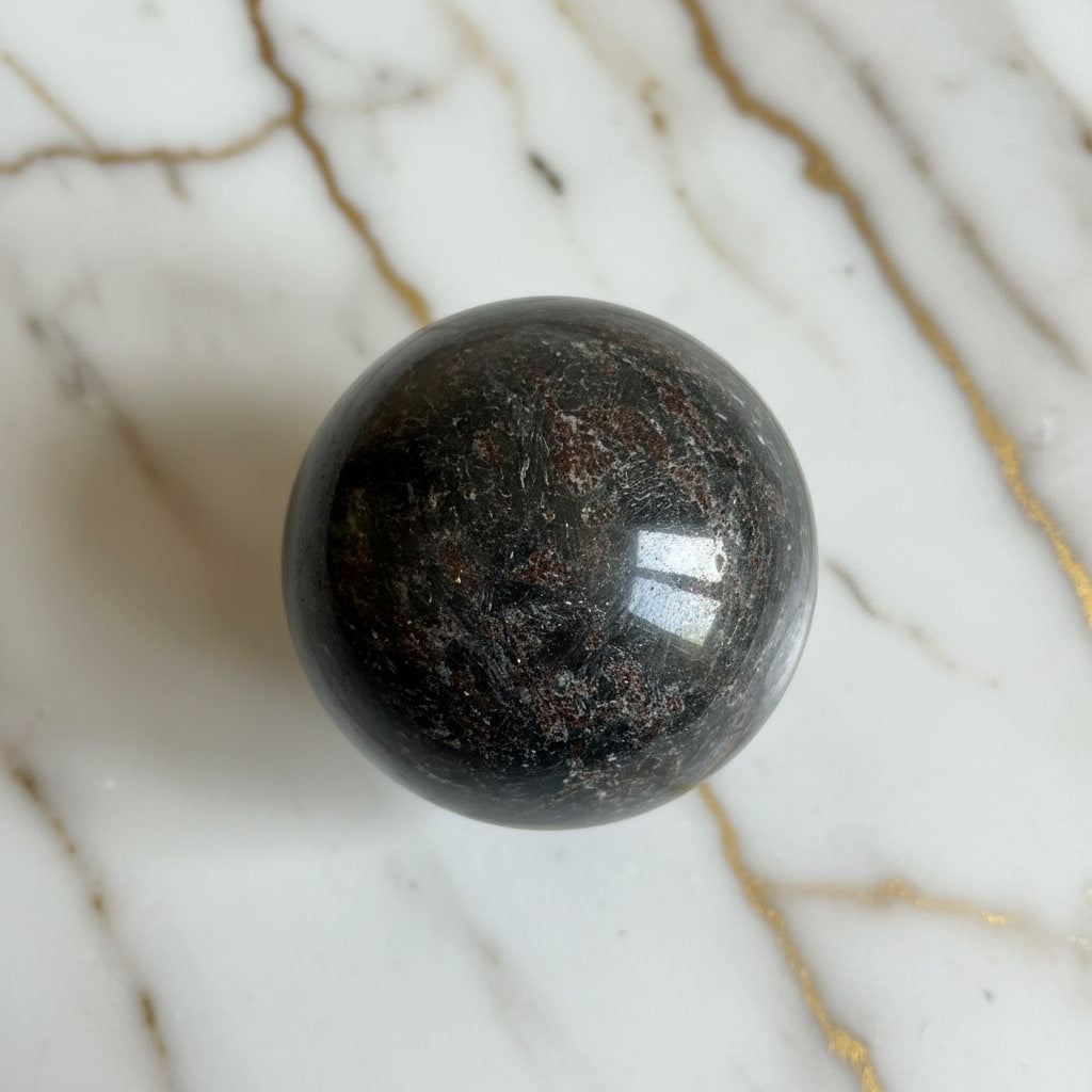 Große Granat Astrophyllit Kugel – Dekorstück für Räume CrystalScents