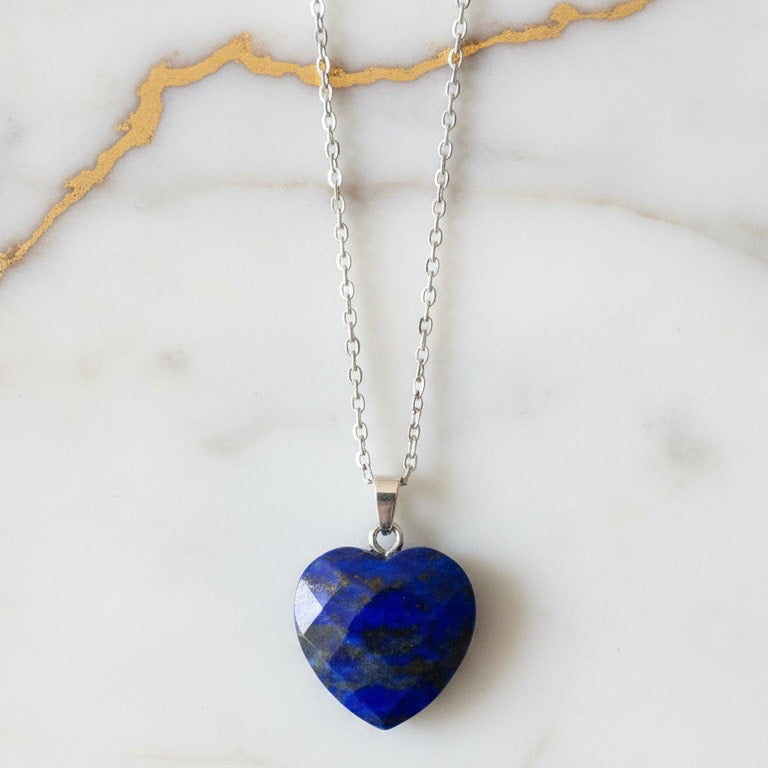 Lapislazuli Halskette - Facettiertes Herz CrystalScents