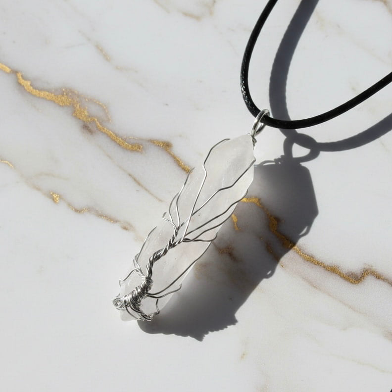 Bergkristall Halskette - Silberverzierter Doppelender