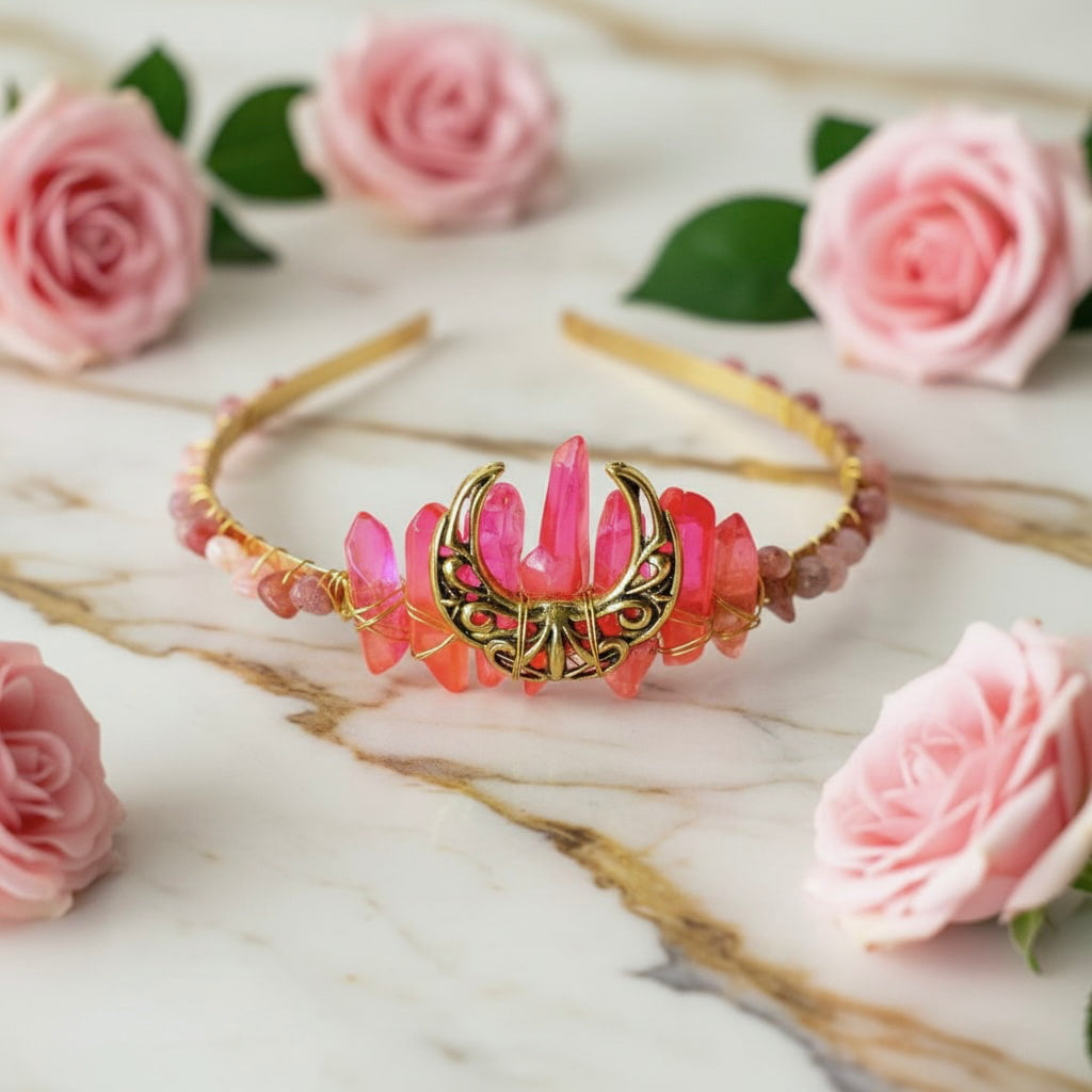 Erdbeerquarz Tiara - für besondere Anlässe