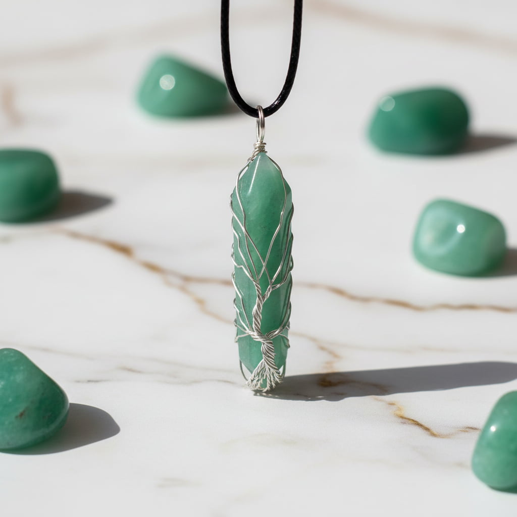 Aventurin Halskette - Silberverzierter Doppelender CrystalScents