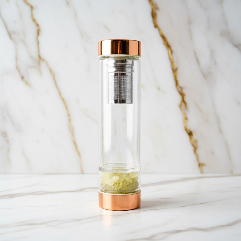 Citrin Glasflasche – Stilvoller Tee unterwegs CrystalScents