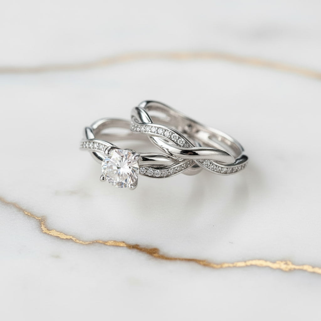 Ring - Silberner 2-teiliger Stacking-Ring CrystalScents