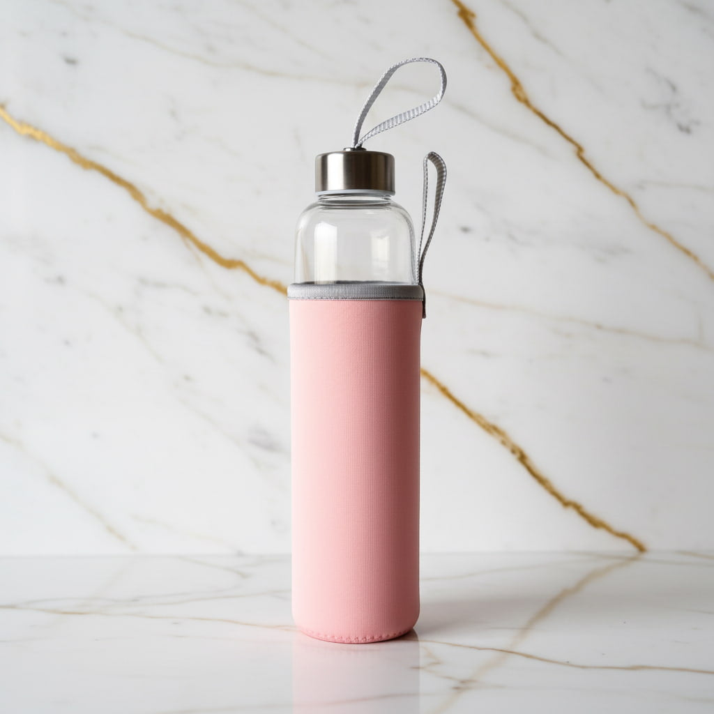 Rosenquarz Trinkflasche - Rosa Thermotasche CrystalScents