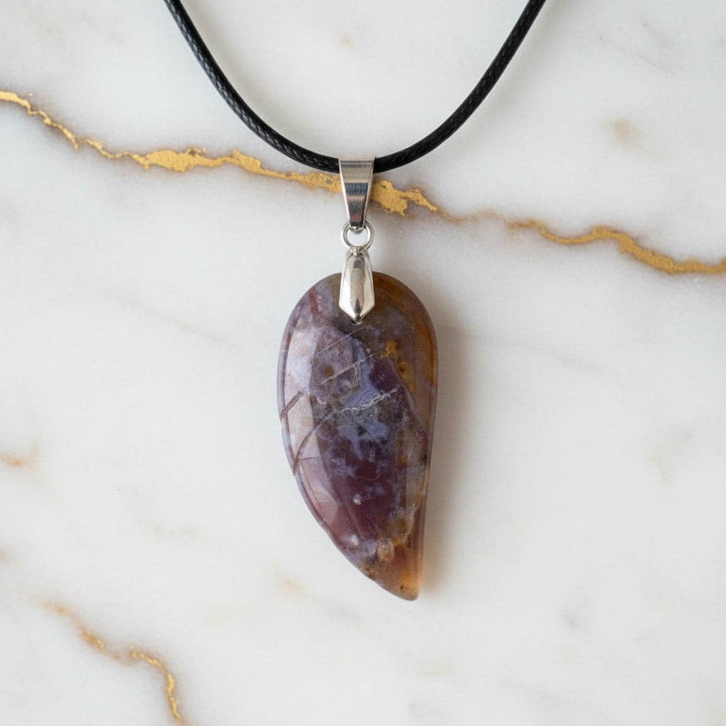 Achat Halskette - Farbenfroher Flügel Anhänger