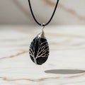 Obsidian Halskette - Silbern verziert CrystalScents