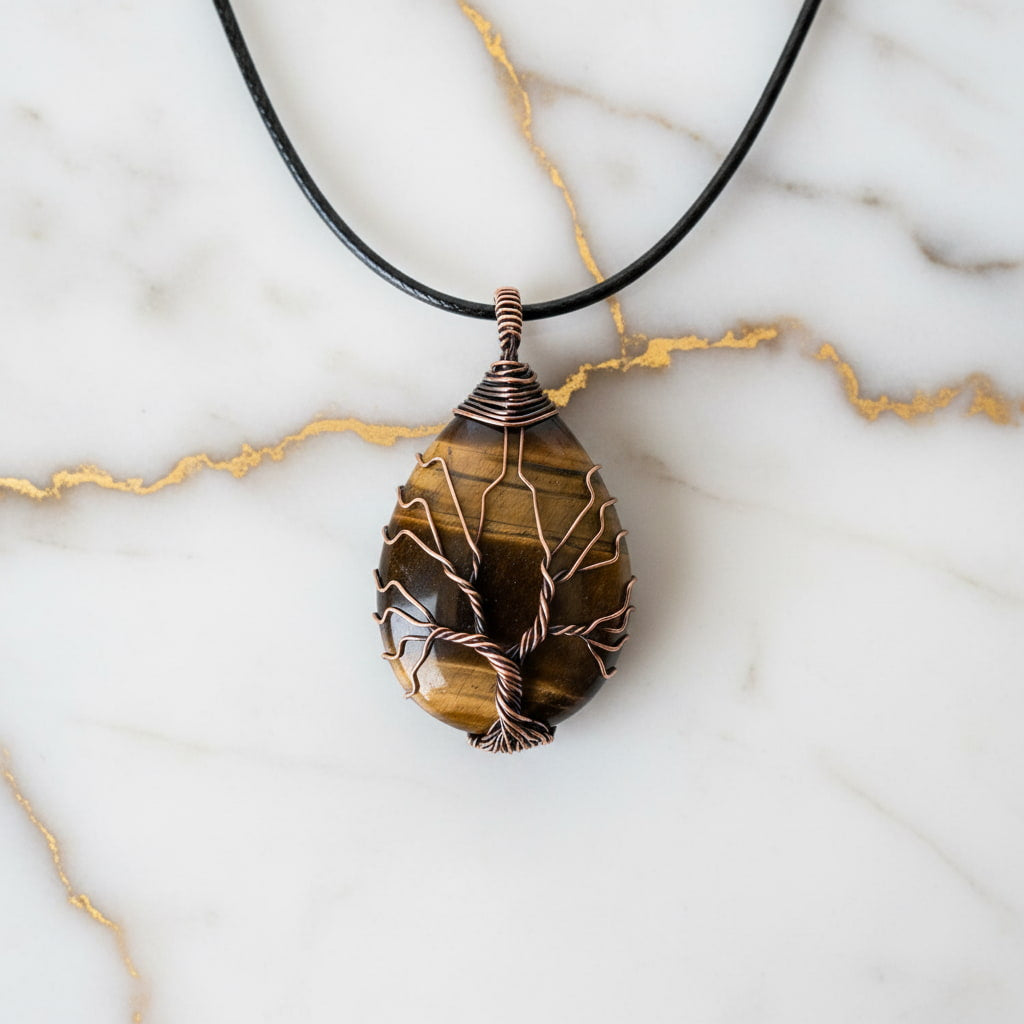 Tigerauge Halskette - für Stärke & Zuversicht JETZT sichern CrystalScents