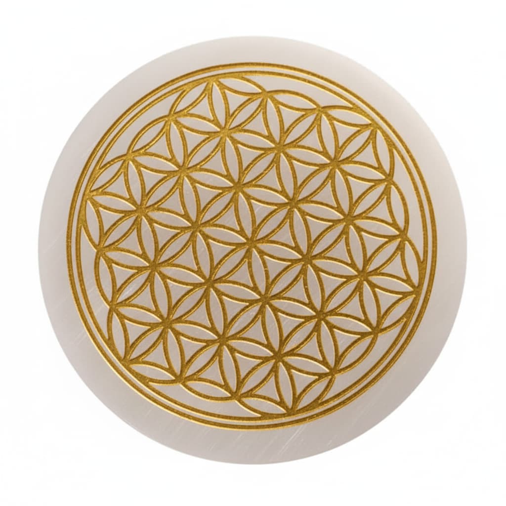 Selenit Scheibe - Goldene Lebensblume CrystalScents