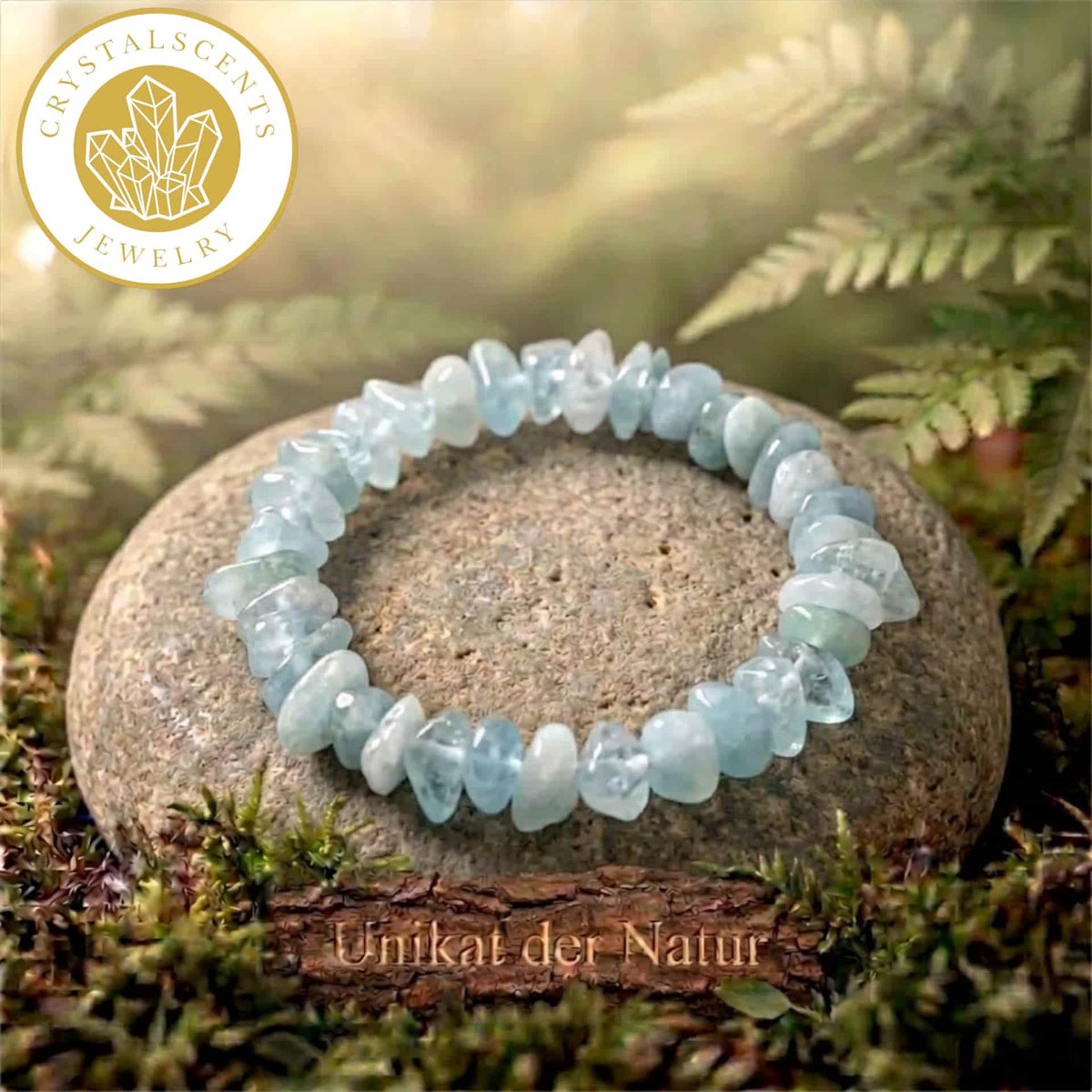Aquamarin Splitterarmband – Klarheit & Stärke