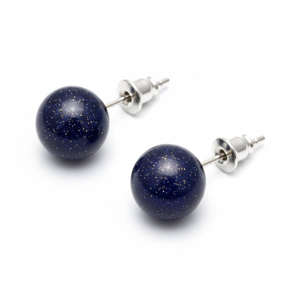 Ohrringe mit funkelnden Blaufluss Kugeln
