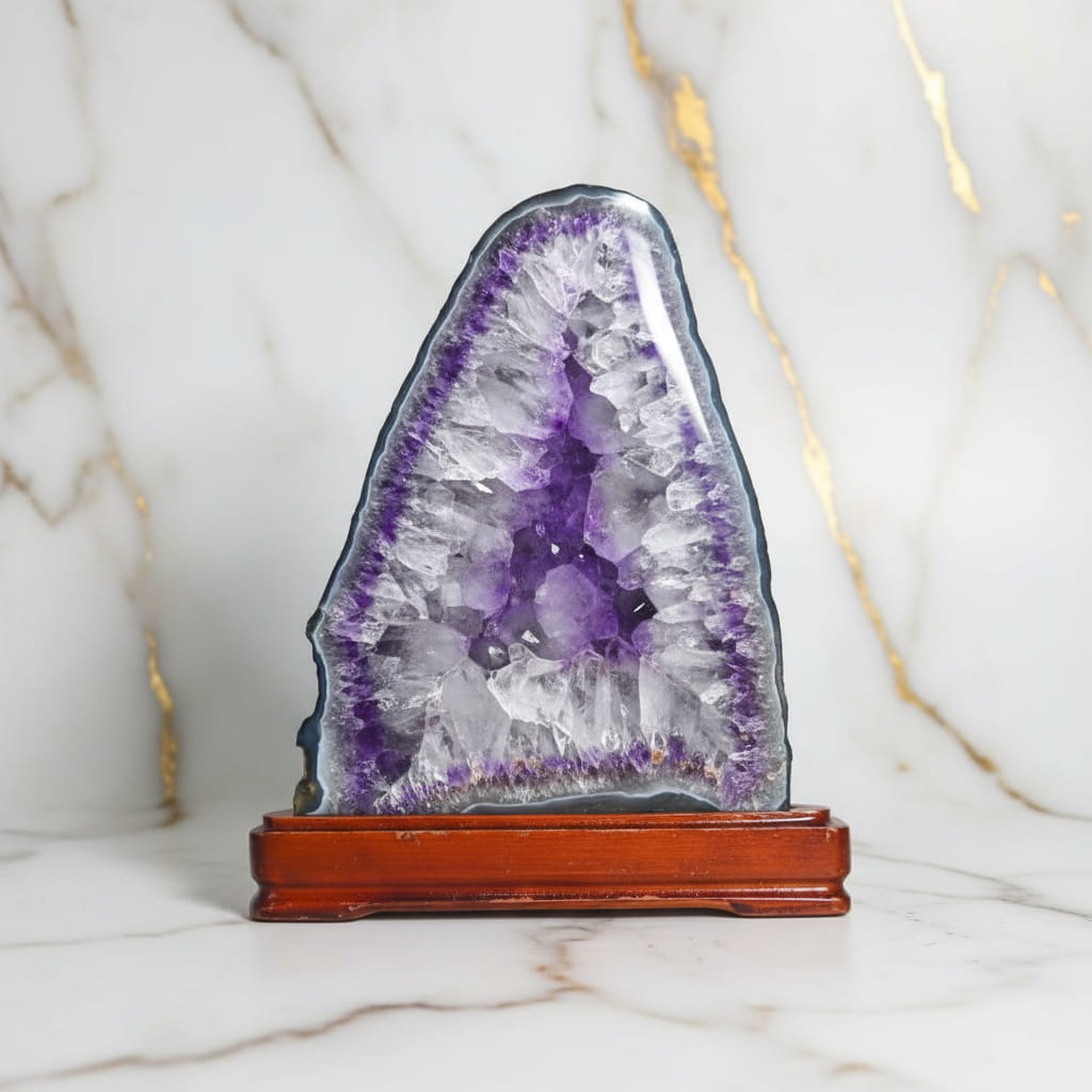 Sehr große Amethystdruse auf Podest – Erdung & Schönheit CrystalScents