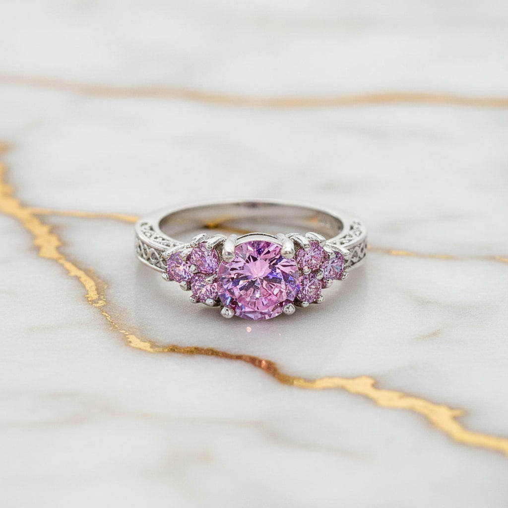 Ring Silber – Funkelnde rosa Akzente CrystalScents