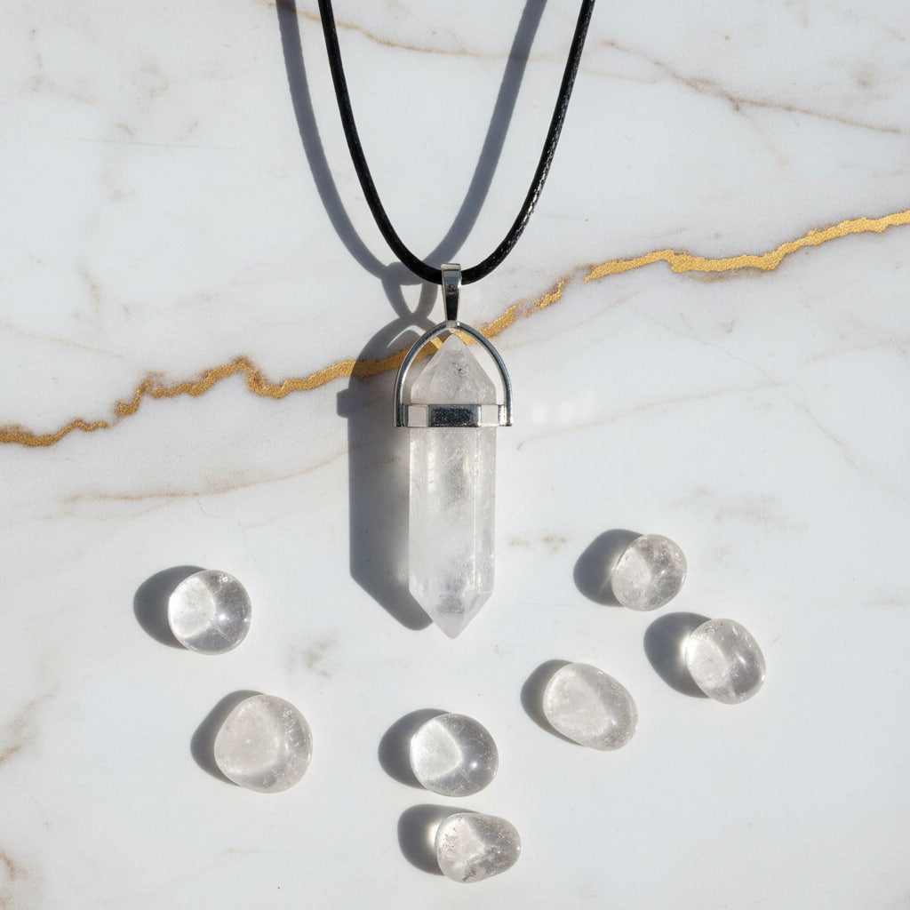 Bergkristall Halskette - Doppelender