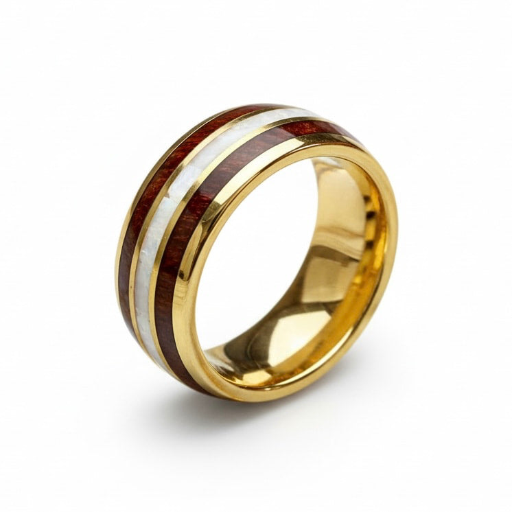 Ring Gold mit Holz-Detail für stilvolle Präsenz CrystalScents