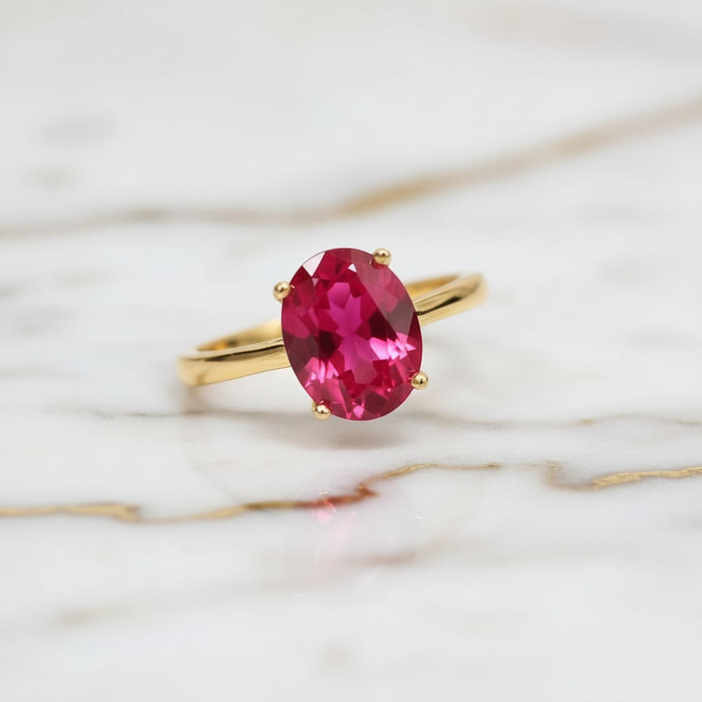 Rubin Ring in Gold – Zeitlose Leuchtkraft in kräftigem Rot CrystalScents