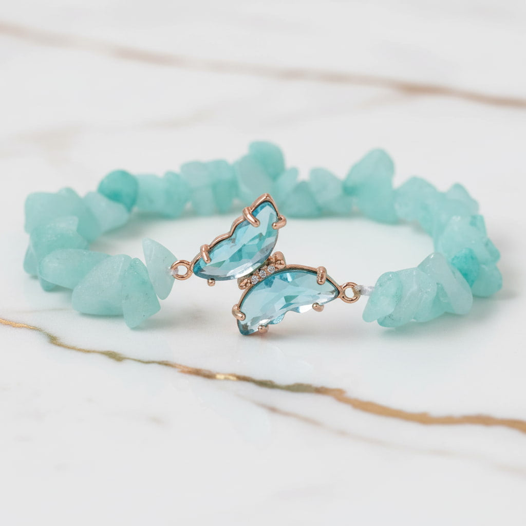 Amazonit Splitter Armband - Schmetterling