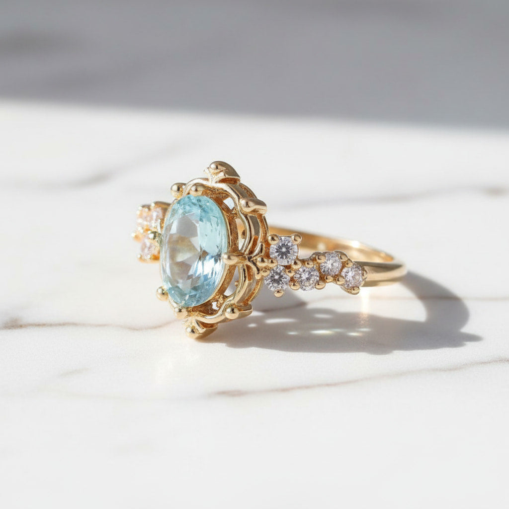 Ring gold mit hellblauem Highlight CrystalScents