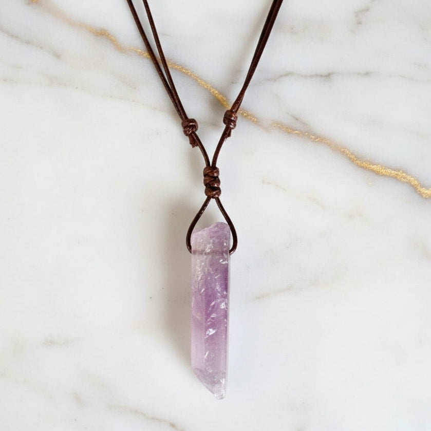 Amethyst Halskette – Länglicher Anhänger & Flexibel CrystalScents
