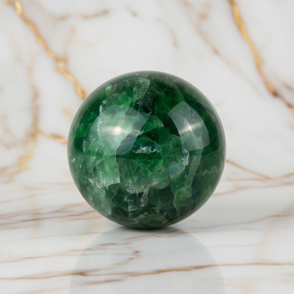 Große Fluorit Kugel – Einzelstück in Dunkelgrün CrystalScents