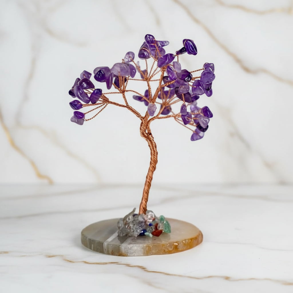 Amethyst Baum auf Achatscheibe