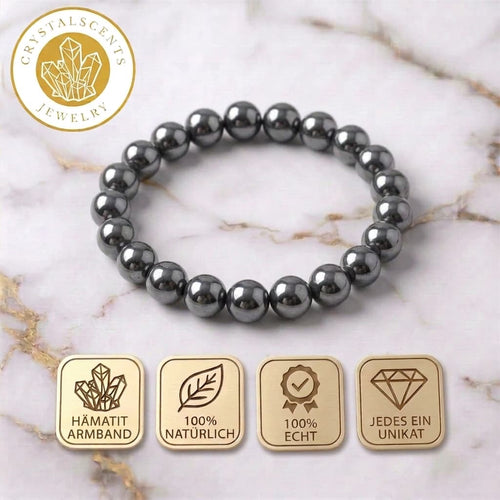 Hämatit Kugelarmband – mit metallischem Schimmer