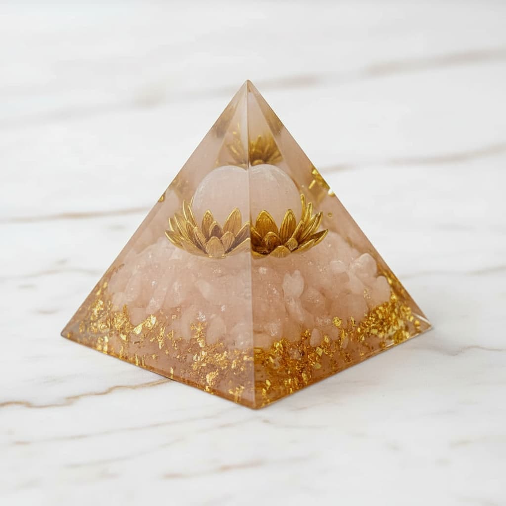 Rosenquarz Orgonit Pyramide - Lotus CrystalScents