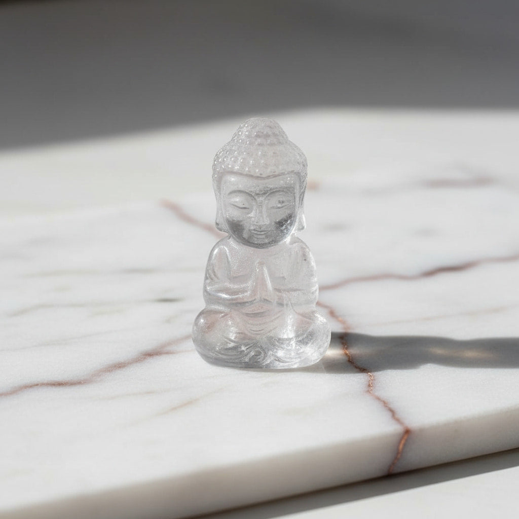 Bergkristall – Buddha Figur als zartes Kristallobjekt
