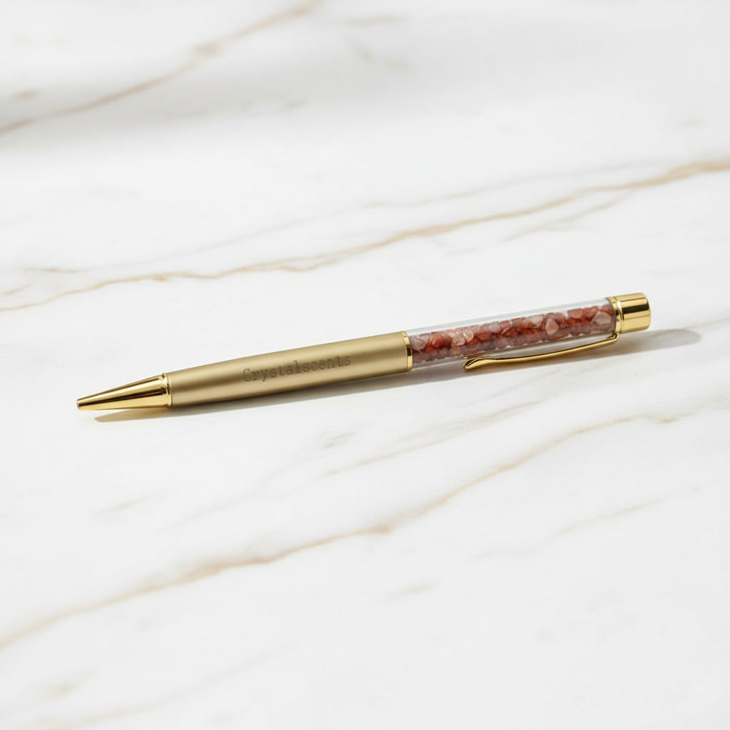 Roter Achat Kristallstift - Goldene Eleganz CrystalScents