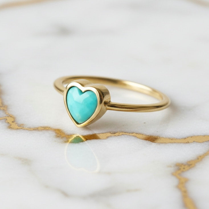 Ring in Gold mit türkisem Herz CrystalScents