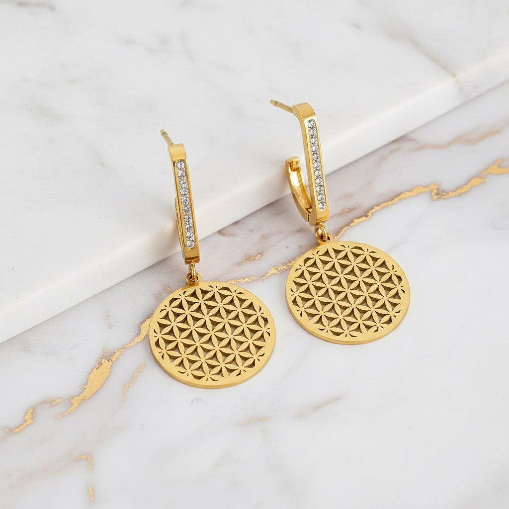 Ohrringe – Blume des Lebens mit Glanzdetails CrystalScents