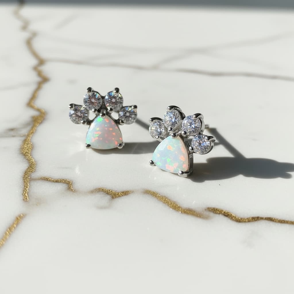 Opal Ohrstecker – Pfoten Design