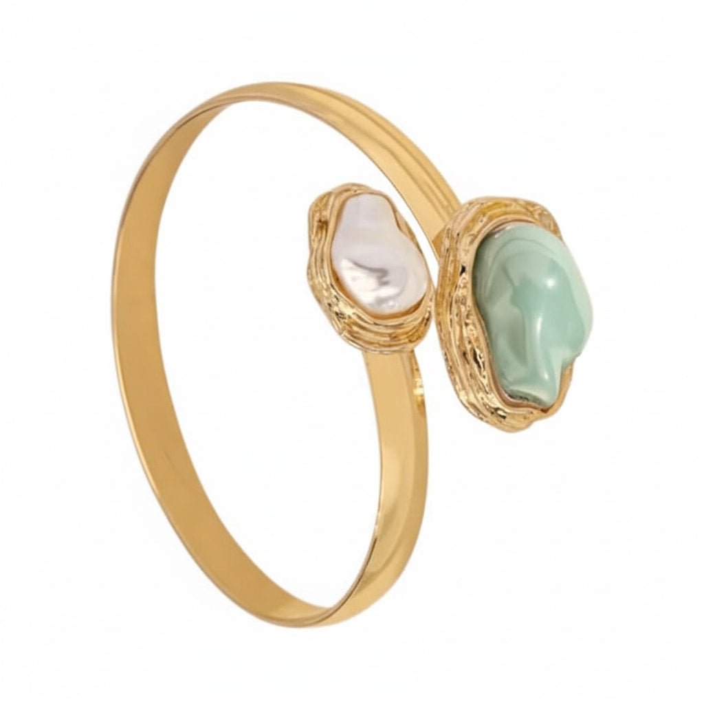 Armreif in Gold mit grünen Perlen CrystalScents