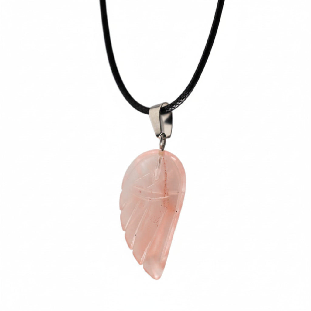 Feuerquarz Halskette - Flügel Anhänger CrystalScents