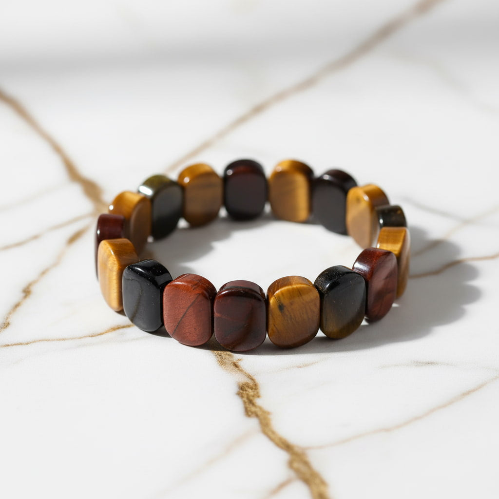 Tigerauge Armband - Dreifarbige Kombination