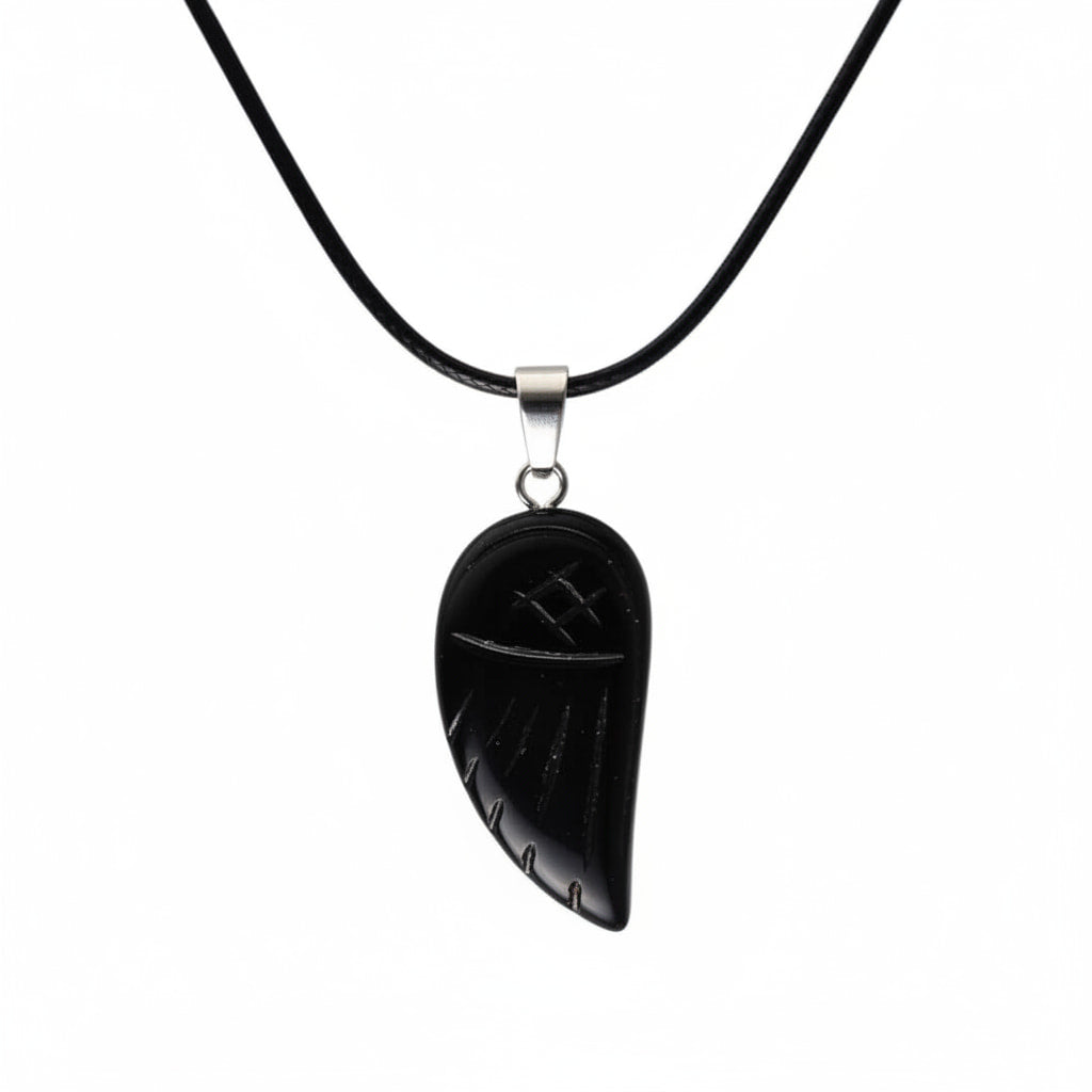 Obsidian Halskette - Flügel Anhänger CrystalScents