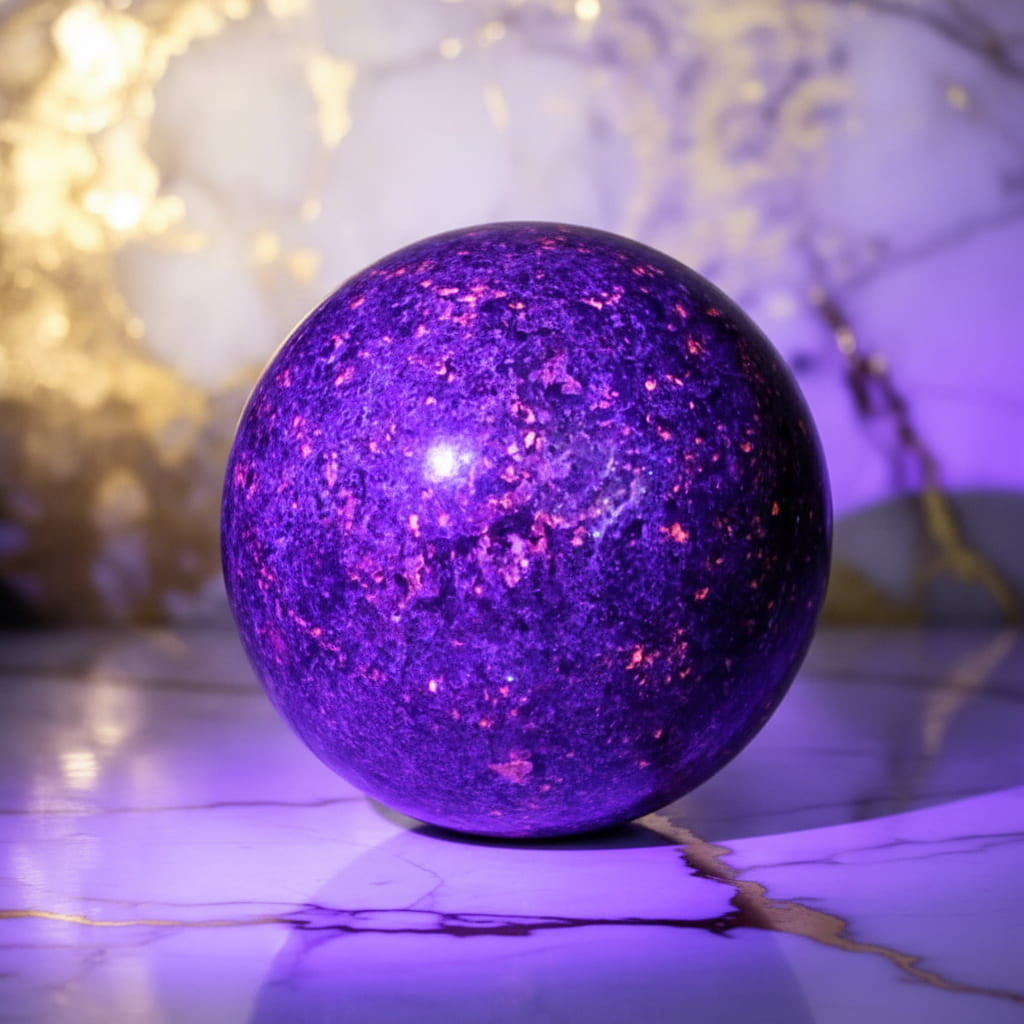 Sehr große Flammenstein Kugel - Lebendige Ausstrahlung CrystalScents