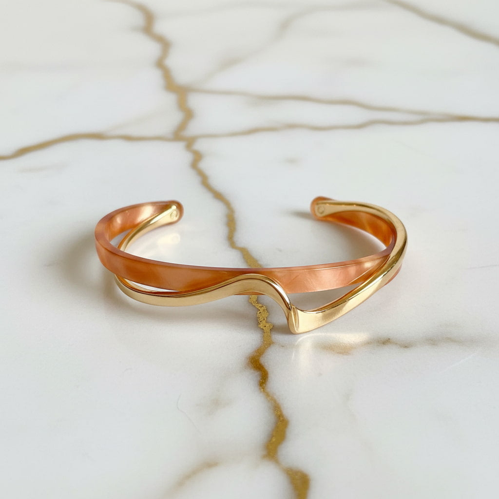 Armband – Offene Wellenform in Gold & Orange CrystalScents