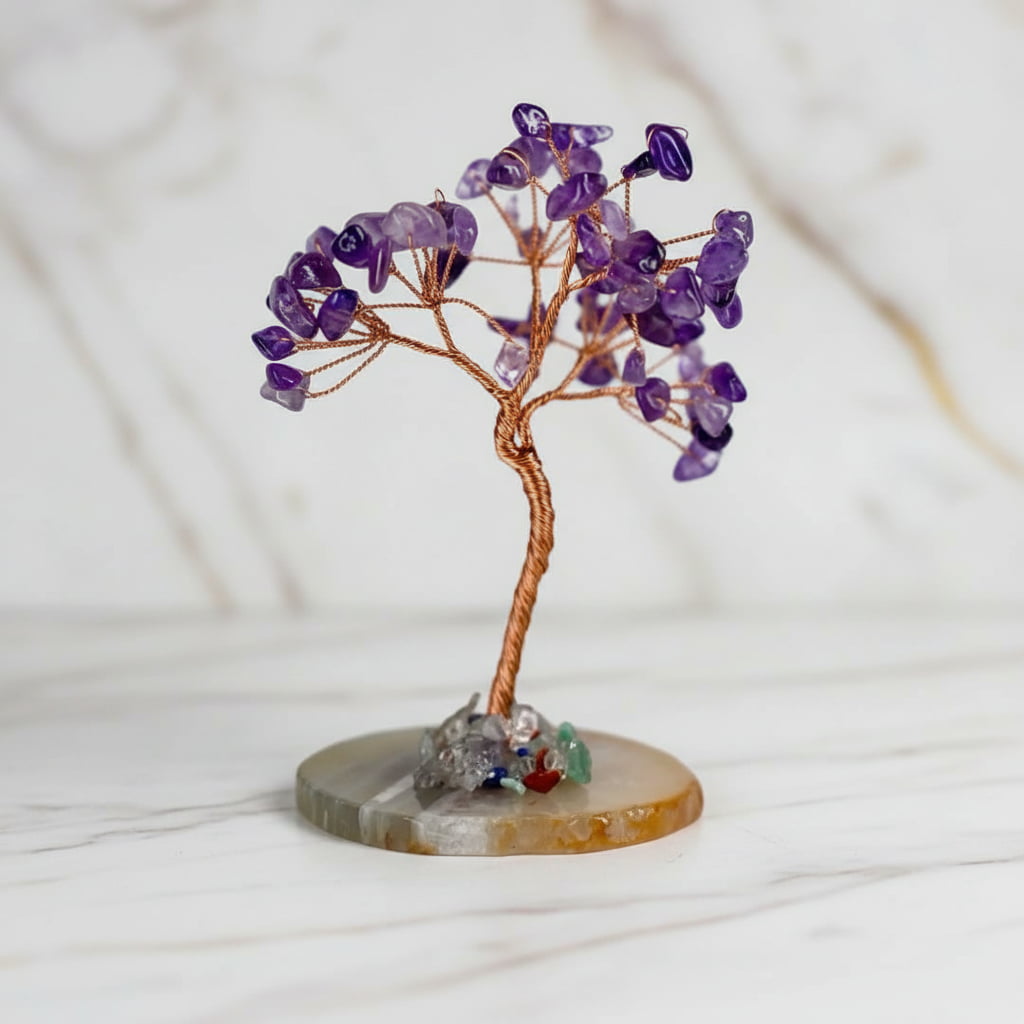 Amethyst Baum auf Achatscheibe